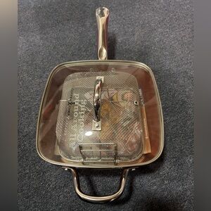 COPPER CHEF NWT ALL AROUND COOKING PAN W STEAMER BASKET BOOKLET ORIGINAL OWNER